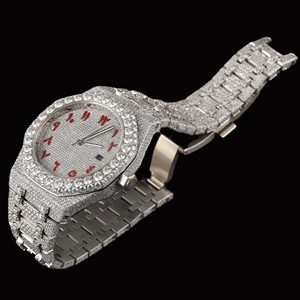 Nouvelle montre de luxe en moissanite au design tendance pour couples, ensemble de montres-bracelets assorties avec montre hip-hop personnalisée brillante - Product Image 5