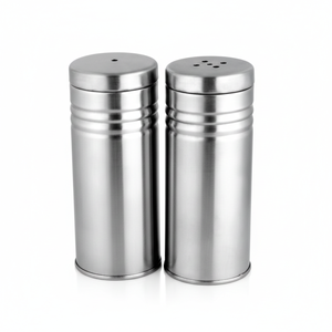 Salière à papier en acier inoxydable Shaker à épices Ensemble de moulin à sel et à poivre design côtelé Au prix de gros - Product Image 1
