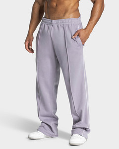 OEM Custom Logo Lavender Wide Straight Leg Men's <b>Joggers</b> With Piping Cotton Breathable Men's Sweatpants Men's Pants & Trousers - Product Image 1