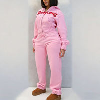 Ensemble 2 pièces personnalisé de haute qualité : sweat à capuche court zippé et pantalon de jogging ample style Tech