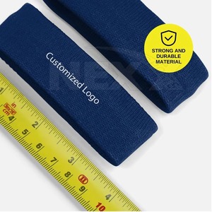 Bandeau de sport en coton bleu personnalisé avec logo, 4,5 cm de large, respirant, antidérapant, couleur unie, tricoté pour l'exercice - Product Image 4