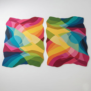Alfombra de Lana de Nueva Zelanda Hecha a Mano por Diseñadores, Alfombra Abstracta Multicolor con Forma de Ola Orgánica, Regalo de Año Nuevo, Decoración del Hogar - Product Image 5