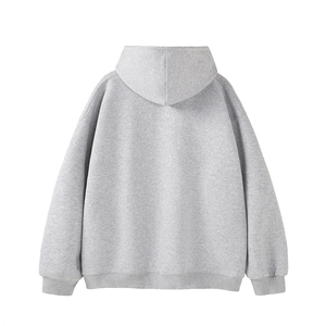 Sweat-shirt à capuche oversize blanc pour homme, couleur unie, en molleton bouclette, coupe décontractée, tricoté, pour l'automne – En promotion - Product Image 6