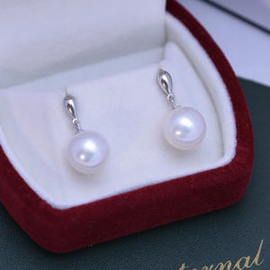 Boucles d'oreilles pendantes en perles d'eau douce Edison pour femmes, 11-12 mm, rondes, forte luminosité, design de niche avec argent S925 - Product Image 5