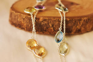 Compre un collar de cadena con bisel de piedras preciosas naturales Aurora Prism Multi, con plata de ley 925, un collar moderno. - Product Image 6