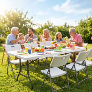 Mesa Plegable de Plástico Blanca de 6 Pies para Banquetes, Uso Comercial, Resistente, para Fiestas al Aire Libre, Bodas, <span class=keywords><strong>Alquiler</strong></span>, Eventos, Muebles de Fábrica, Venta al Por Mayor - Product Image 2