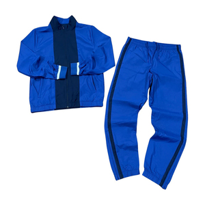 Button Up Windbreaker Jacket With Matching <b>Pants</b> Elastic Waistband On Bottoms Relaxed Fit Windbreaker Tracksuit - Product Image 1