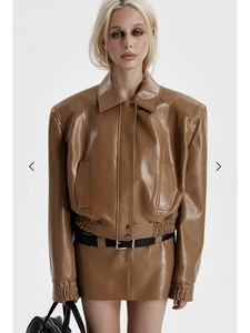 Luxury Women's Motorcycle <b>Jacket</b> & Skirt Set Breathable <b>Leather</b> Look Two-Piece Outfit for Autumn/Winter - Product Image 3