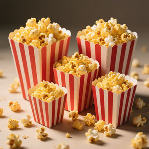 Customize Durable Eco-Friendly Double Wall Craft Paper Small Large White Red Striped Classic Popcorn Buckets <b>Snack</b> Boxes Cups - Product Image 1