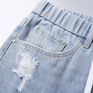 Shorts Bermuda en jean déchiré pour homme, taille mi-haute, avec cordon de serrage, style décontracté, en coton tissé - Product Image 5