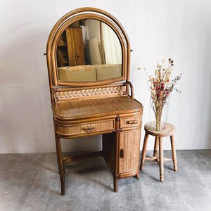 Bedroom Furniture Natural Rattan <b>Vanity</b> Dressing <b>Table</b> With Large <b>Mirror</b> Set High Quality Cheap Price - Product Image 6