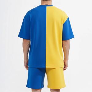 Traje de Verano para Hombre, de Poliéster/Nylon, Lavado Ácido, Estilo Holgado para Parejas, 2 Piezas, Ropa Urbana, Camiseta Deportiva Vintage Estampada Personalizada, Oversize - Product Image 4