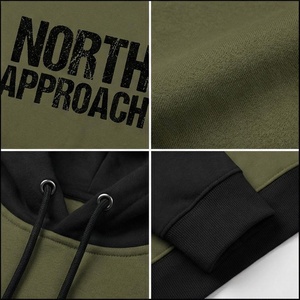 เสื้อฮู้ดผู้ชาย North Approach สีเขียวมะกอก แขนเสื้อแบบแร็กแลน สีดำ ผ้าฝ้ายเฟรนช์เทอร์รี่ กระเป๋าหน้า ทรงปกติ - Product Image 4