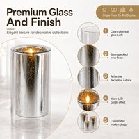 Portavelas Decorativo de Vidrio Mercurizado con Vela LED sin Llama, Control Remoto y Temporizador para Bodas, Hoteles y Decoración del Hogar, Venta al por Mayor