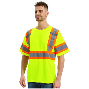 T-shirt de travail haute visibilité pour hommes, chemise de sécurité de classe protection, conçue pour les travaux routiers à haut risque - Product Image 5