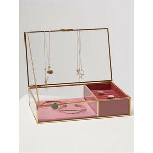 Luxury Gold Metal Frame Transparent Glass Display <b>Box</b> <b>Keepsake</b> <b>Memory</b> Photo Storage Container Decorative Organizer for Wedding - Product Image 3