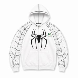 Sudadera con capucha y cremallera con estampado de telaraña personalizado para hombre, chaqueta gráfica estilo streetwear, sudadera estilo cómic - Product Image 1