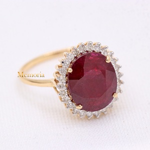 แหวนทองคำแท้ 14k ประดับทับทิมและเพชรคุณภาพสูงจาก Memoria Jewels พร้อมใบรับรอง งานแฮนด์เมด - Product Image 3
