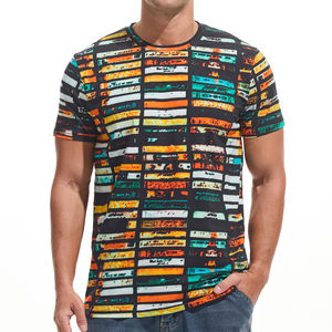Camiseta de mezcla de algodón y poliéster con estampado de sublimación personalizado para hombre, nueva moda, ropa informal, transpirable y cómoda. - Product Image 1
