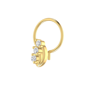 Bijoux de piercing fin en or 14 carats pour Trinity Sparkle Design 0.054ct Épingle de nez en diamant naturel - Product Image 4