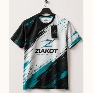 T-shirt de performance personnalisé noir et bleu-vert de l'industrie Ziakot en gros - Product Image 1