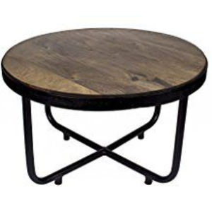 Amson Brass Handmade Modern <b>Round</b> Wooden Top Eco-Friendly <b>Coffee</b> <b>Table</b> <b>Black</b> Metal Frame for Home Hotels Living Room Decorations - Product Image 1