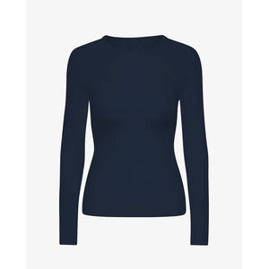 Camiseta de Manga Larga Ajustada para Mujer, Camiseta Deportiva de Algodón con Cuello Redondo para Mujer - Product Image 1
