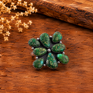 Bague ajustable en or Sonoran et turquoise, style bohème western, grande pierre précieuse, bijou fantaisie, mode sud-ouest - Product Image 1