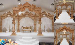Royal Raj Mahal tema boda madera Mandap boda india madera Mandap para EE. UU. lujoso madera Mandap para salones de bodas - Product Image 2
