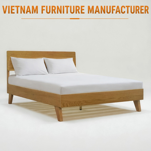 Base de Cama de Madera Maciza de Roble con Cabecero de Madera, Muebles de Dormitorio Ecológicos, Cama de Madera, Estándar Internacional OEM/ODM - Product Image 1