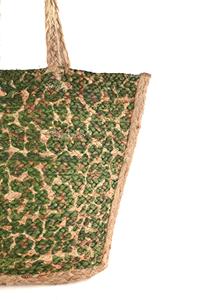 2026 Trending Bohemian Style Green Floral Printed Jute <b>Tote</b> <b>Mini</b> Lady Beach <b>Bag</b> with Open Closure Fashionable Beach Party Wear - Product Image 2