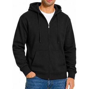 Sweat à capuche zippé en molleton de coton personnalisé pour homme avec fermeture éclair intégrale et poches avant pour collections de vêtements en marque blanche - Product Image 1