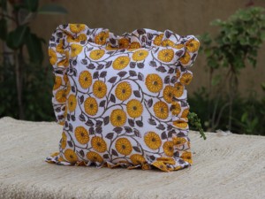 Housse de coussin carrée bohème vintage en coton imprimé à la main indienne avec volants, pour la maison, l'hôtel, écologique, lavable en machine - Product Image 4