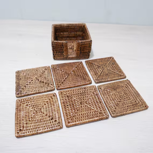 Newly Arrived Round Natural Rattan <b>Coasters</b> Tableware Vintage Brown Rattan <b>Tea</b> <b>coaster</b> in high quality - Product Image 5