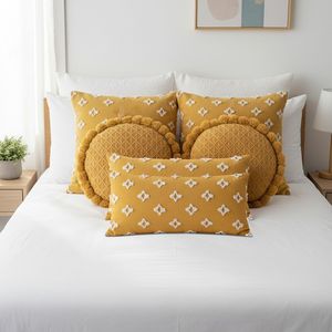 SOGA 6-Piece Quilted and Patterned Luxury Pillowcase Set Yellow Diamond Elegance Decorative & <b>Throw</b> <b>Pillows</b> - Product Image 5