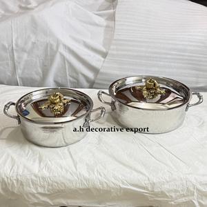Food Safe Hammered Stainless Steel Serving Pot with Gold <b>Pumpkin</b> Lid Handle Handcrafted Royal <b>Casserole</b> for Wedding & Home Decor - Product Image 3