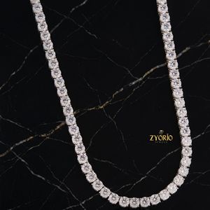 Luxury Round Cut Diamond Tennis <b>Necklace</b> for Women 925 Sterling Silver Bridal <b>Statement</b> Jewelry Elegant American <b>Necklace</b> - Product Image 4