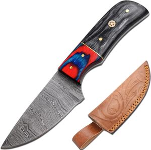 Couteau de camping japonais Tanto à lame fixe en acier Damas, épaisseur 3 mm, manche en ébène, personnalisable DIY et OEM - Product Image 1