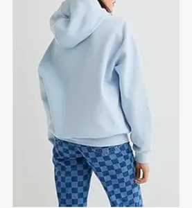 Sweat-shirt à capuche en polaire bleu clair pour homme, pull décontracté d'hiver uni avec poche, manches longues, respirant, ODM - Product Image 2