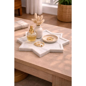 Modern Light Luxury Star Shape White <b>Marble</b> Luxury Stone <b>Large</b> Size Designer Serving Tray for Home Decor In Low Price From India - Product Image 4