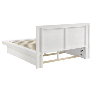Letto matrimoniale imbottito Tokyo Snow White Wood Queen con pannello LED - Product Image 4