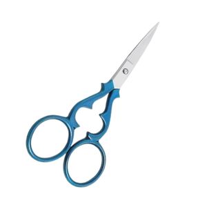 กรรไกรแต่งหน้าสไตล์วินเทจญี่ปุ่นสีน้ำเงิน ปลายแหลมคม ทำจากเหล็กกล้าไร้สนิม สำหรับตกแต่งคิ้วและตัดแต่งเส้นผมอย่างแม่นยำ - Product Image 4