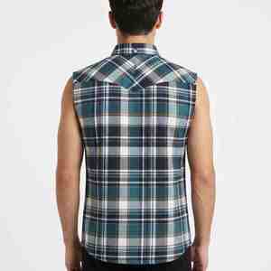 เสื้อเชิ้ตแขนกุดลายสก็อตผ้าแฟลนเนลสำหรับผู้ชาย สไตล์ฤดูร้อนใหม่ ปกติดกระดุม สวมใส่สบาย ระบายอากาศได้ดี ผ้าฝ้าย 100% เหมาะสำหรับใส่ในฤดูใบไม้ผลิ - Product Image 2