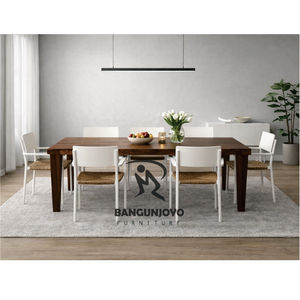 Eco-Friendly Durable Dining <b>Table</b> Set with Monkey Pod Wood and Iron Chairs Wrapped in Synthetic Woven Rope Modern Design - Product Image 4