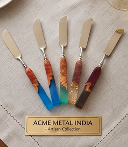 ACME METAL INDIA Artisan Resin Wood Handle Flatware Set Stainless Steel High <b>Mirror</b> Polish Wedding Table Use And Restaurant - Product Image 1