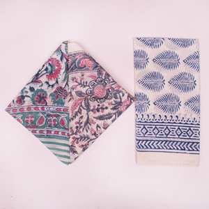 Foulard 100% Coton Respirant Imprimé au Bloc, Bandana Fait Main en Inde, Cache-Visage d'Été, Écharpe Ceinture, Accessoire de Sac à Main - Product Image 2
