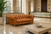 Canapé Chesterfield en cuir véritable trois places, dossier capitonné, accoudoirs roulés, style traditionnel, canapé de salon en cuir