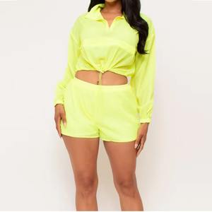 Ensemble de survêtement personnalisé en polyester et nylon imperméable avec fermeture éclair, veste de sport, short de course, ensemble de jogging, veste coupe-vent à séchage rapide - Product Image 2