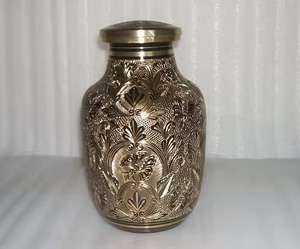 Indian Exporter Metal Memorial Cremation <b>Urn</b> for Human Ashes <b>Large</b> Size Handcrafted Metal <b>Urns</b> Wholesale Supplies - Product Image 3