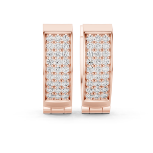 Pendientes de Aro Huggie de Oro Rosa de 14K con Diamantes Cultivados en Laboratorio de 0.54ct, Diseño Rectangular Moderno de Varias Filas - Product Image 1
